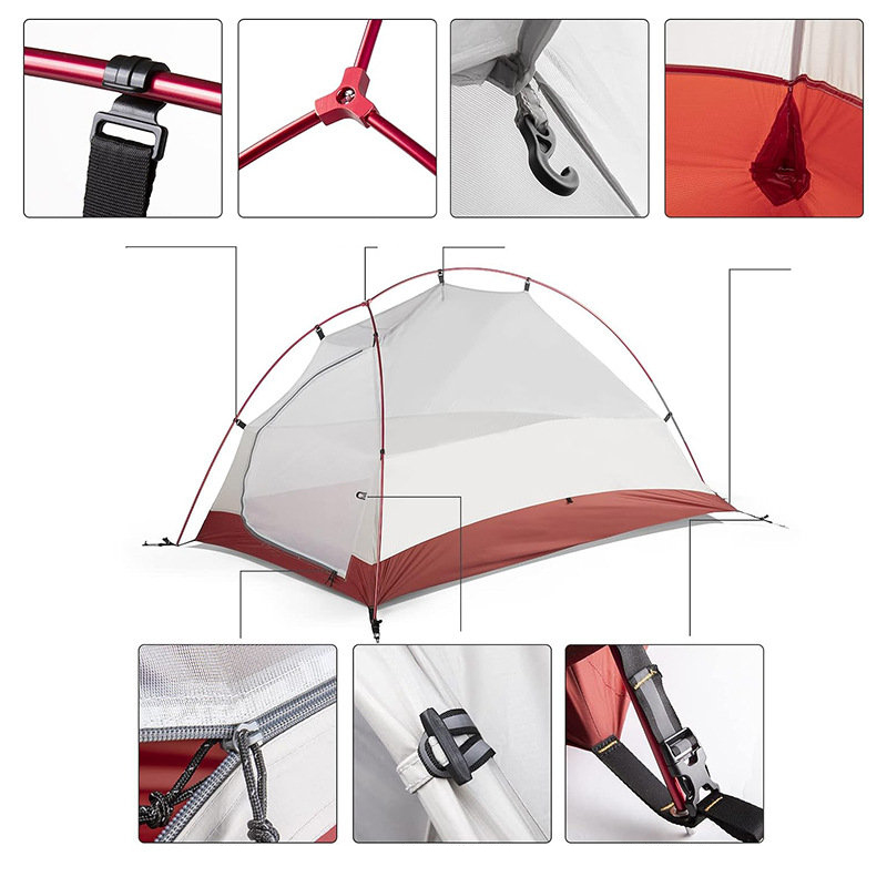Double-layer portable hiking tent para sa dalawang tao