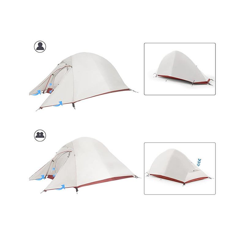 Double-layer portable hiking tent para sa dalawang tao
