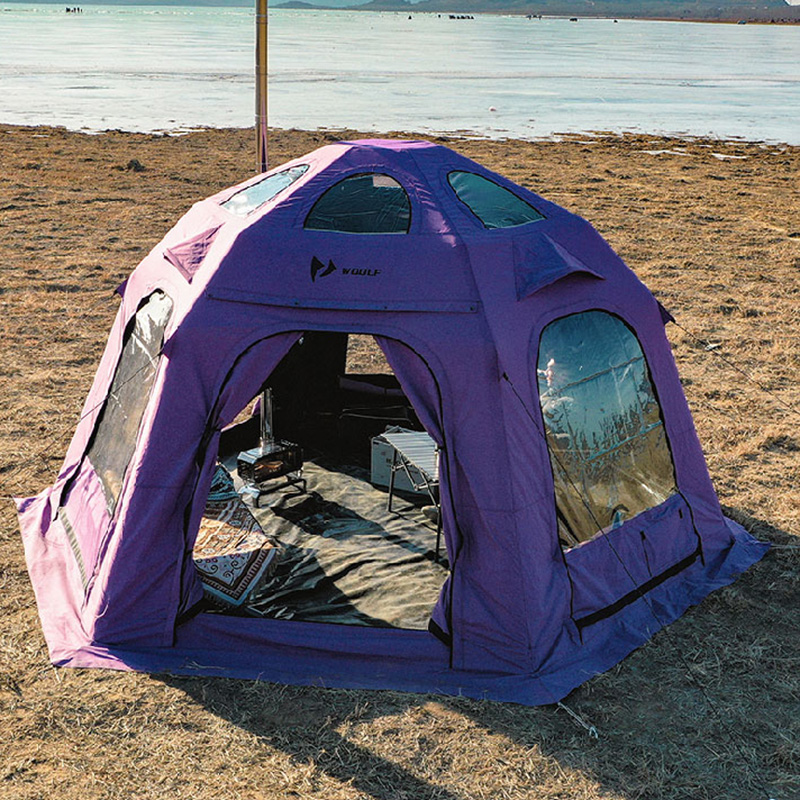 Spherical inflatable tent